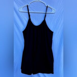 Black Spaghetti Strap Romper | Adjustable Straps + Pockets | Size Large